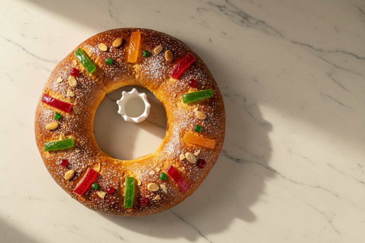 ✔ Un roscón visto desde arriba (top-view), en mesa clara

Es lo que más venden las marcas gourmet.

✔ Fondo crema, madera clara o mármol claro

El tema Savor está diseñado para ese estilo.

✔ Mucha luz, tonos cálidos

Para transmitir frescura y artesanía.

✔ Composición con espacio libre a la derecha o izquierda

Así el texto se lee perfectamente.

✔ El roscón debe verse completo

No cortado ni con sombras fuertes.

✔ Estilo “editorial” y no “foto casera”

Savor es un tema elegante → la foto debe ir acorde.